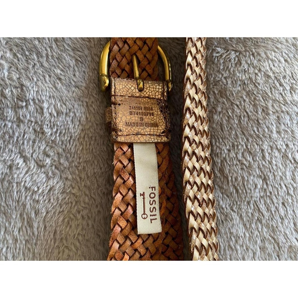 Fossil Belt Shimmering Gold Copper Leather Small 39" Sblk